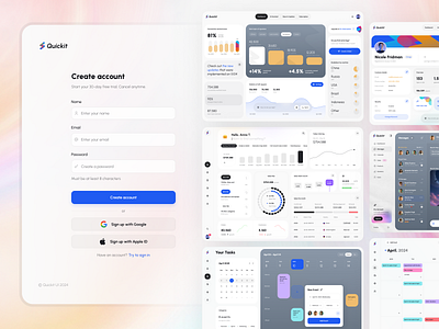 Light Sign Up Page #2 for Quickit UI Kit app auth dashboard design finance form free freebie kit login quickit register sign up template theme udix ui ux web white