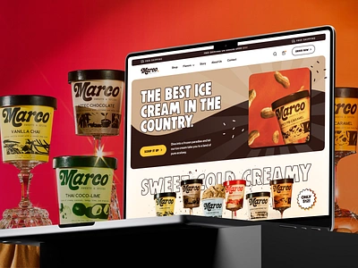 Marco - Ice Cream Shop Website chocolate dessert ecommerce website food gelato happiness homepage honey nut ice cream ice cream shop ice cream webdesign kids food landing page popsicle sweet vanilla web design webdesign website website design