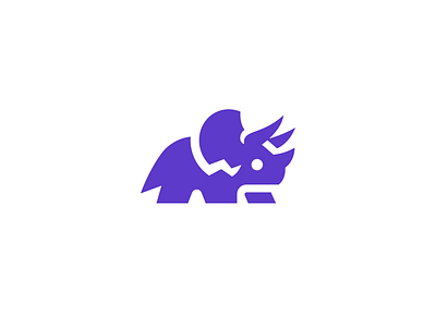 Triceratops Dino animal cute daniel bodea dino fun jurassic kreatank logo logo design playful purple simple triceratops