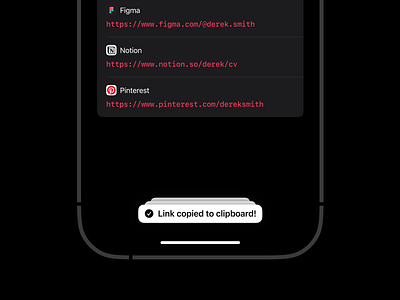 Rinq – Interactions app cards clean dark mode design hyperlink ios library link list minimal mobile native sharing storage ui url ux vault