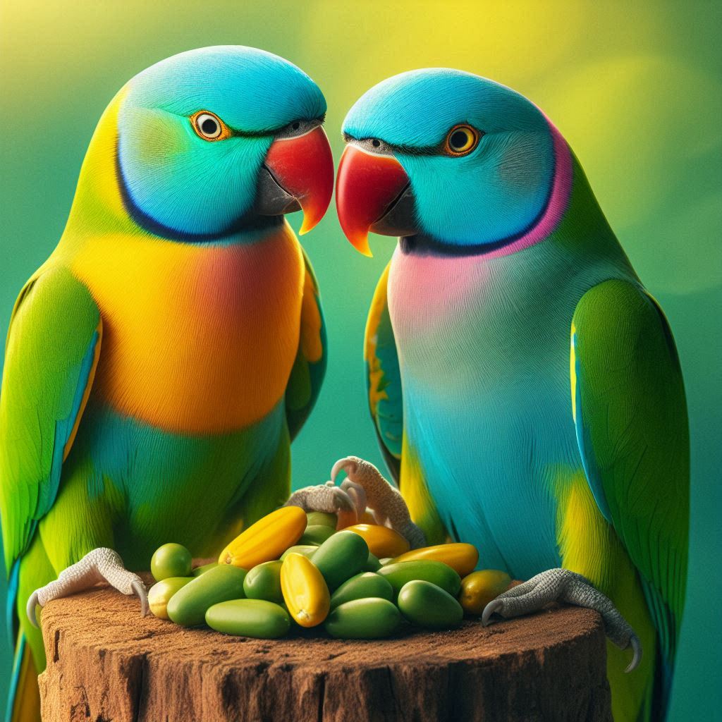 Pair of Indian Ringneck Parrots 3d art digital art