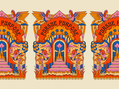 Future Paradise: Illustration branding editorial geometric graphic design heaven illustration line lineart logo merch monoline poster
