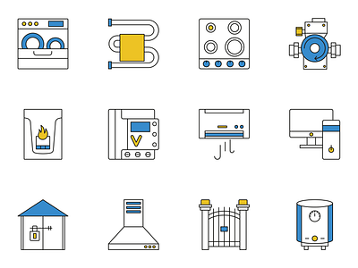 Home Icon Set appliances conditioner electro garage graphic design home house icons illustration plot rooms set of icons vector