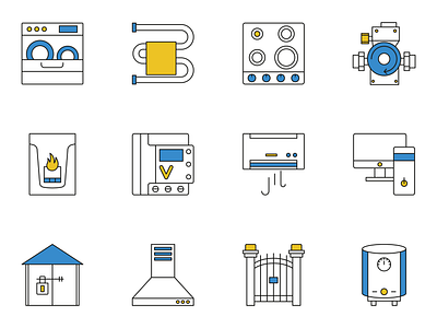 Home Icon Set appliances conditioner electro garage graphic design home house icons illustration plot rooms set of icons vector