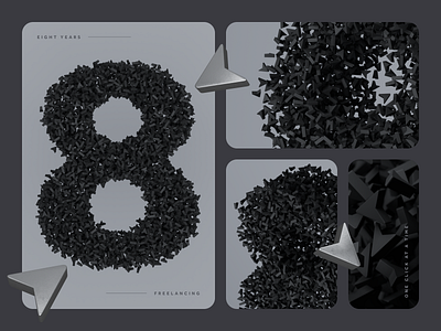 Eight years 3d 3dcursor 8 black blender celebration click cursor dark eight freelancer grey lettering metal