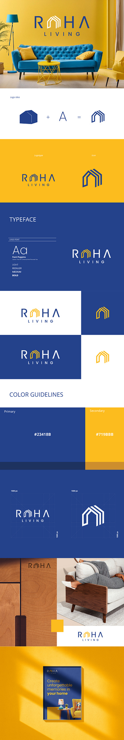 Logo for Raha Living 3d animation app branding design graphic design illustration logo motion graphics typography ui ux vector