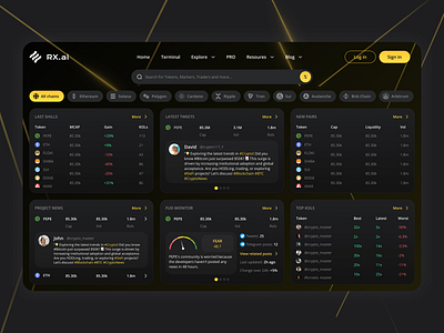 RX.AI - Cryptocurrency terminal | Web application crypto crypto panel dashboard interface ui ux web application webapp