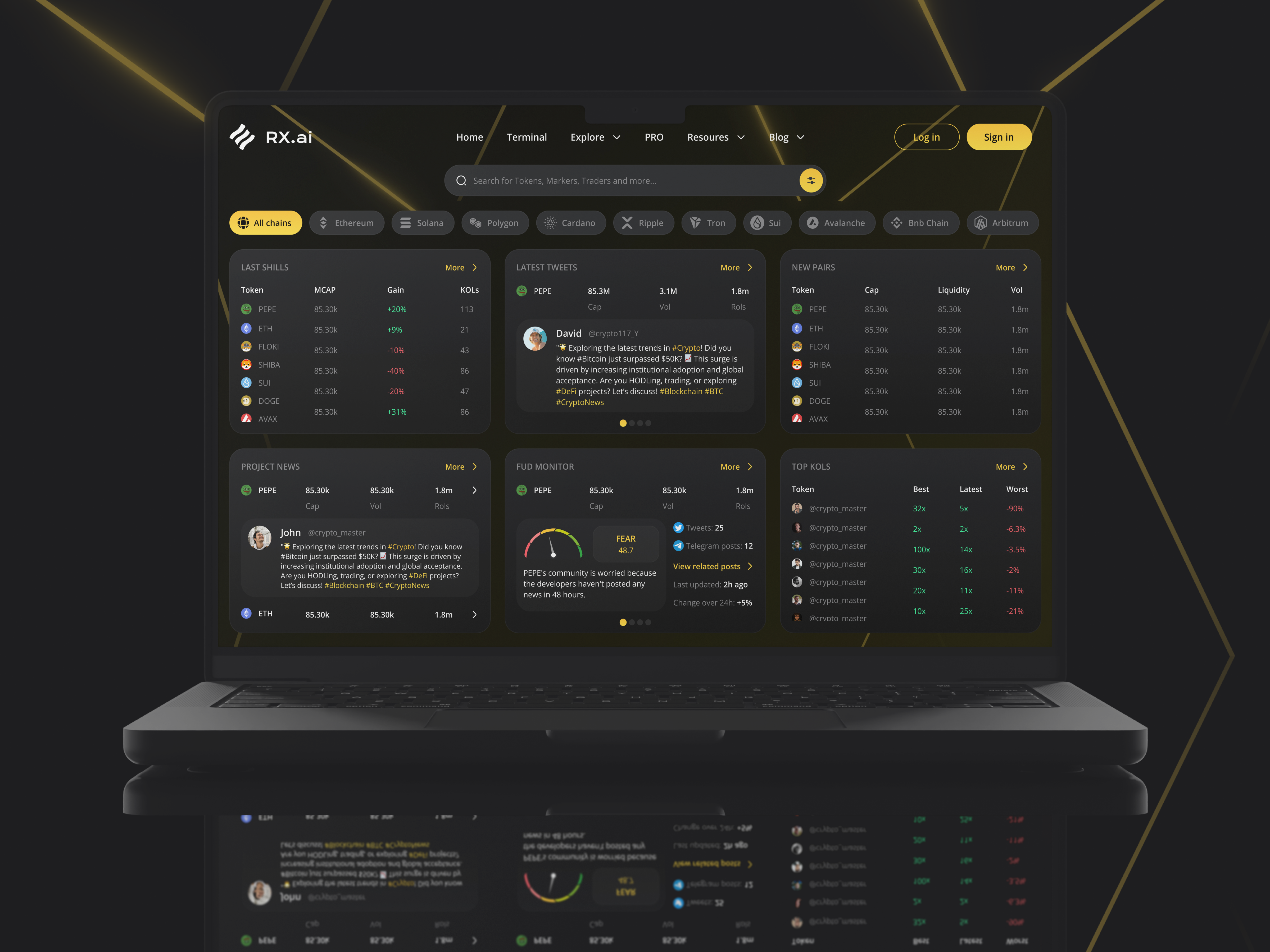 RX.AI - Cryptocurrency Terminal | Web application crypto crypto panel dashboard interface ui ux web application webapp