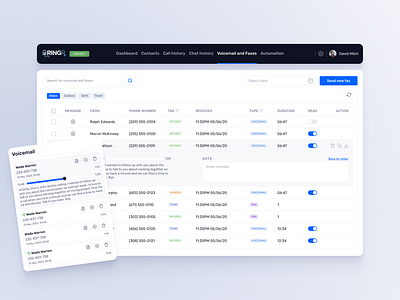 Healthcare Communications | Voicemail & Faxes concept dashboard design designinspiration fax health health communication inspiration ui ux voicemail