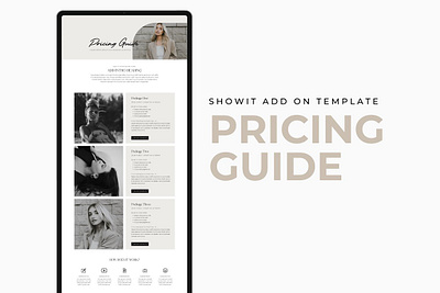 Showit Pricing Guide Template landing page packages packages template photography business photography pricing service template services and pricing showit add on template showit pricing guide template website page website template