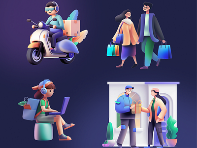 Shopping illustration pack 3d delivery drawing e commerce graphic design illustration shopping ui