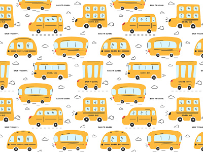 Childish pattern with hand drawn funny yellow school busses apparel fabric graphic design nursery print textile vector wrapping