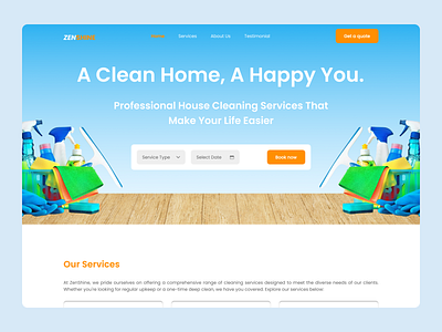 House Cleaning Service - Landing Page cleaning services website cleaning site house cleaning site service based site service business site ui ui design ui interface