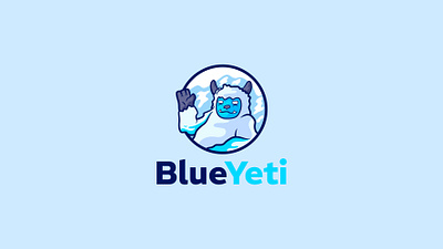 Blue Yeti Logo Design blue logo branding graphic design logo mascot logo yeti logo