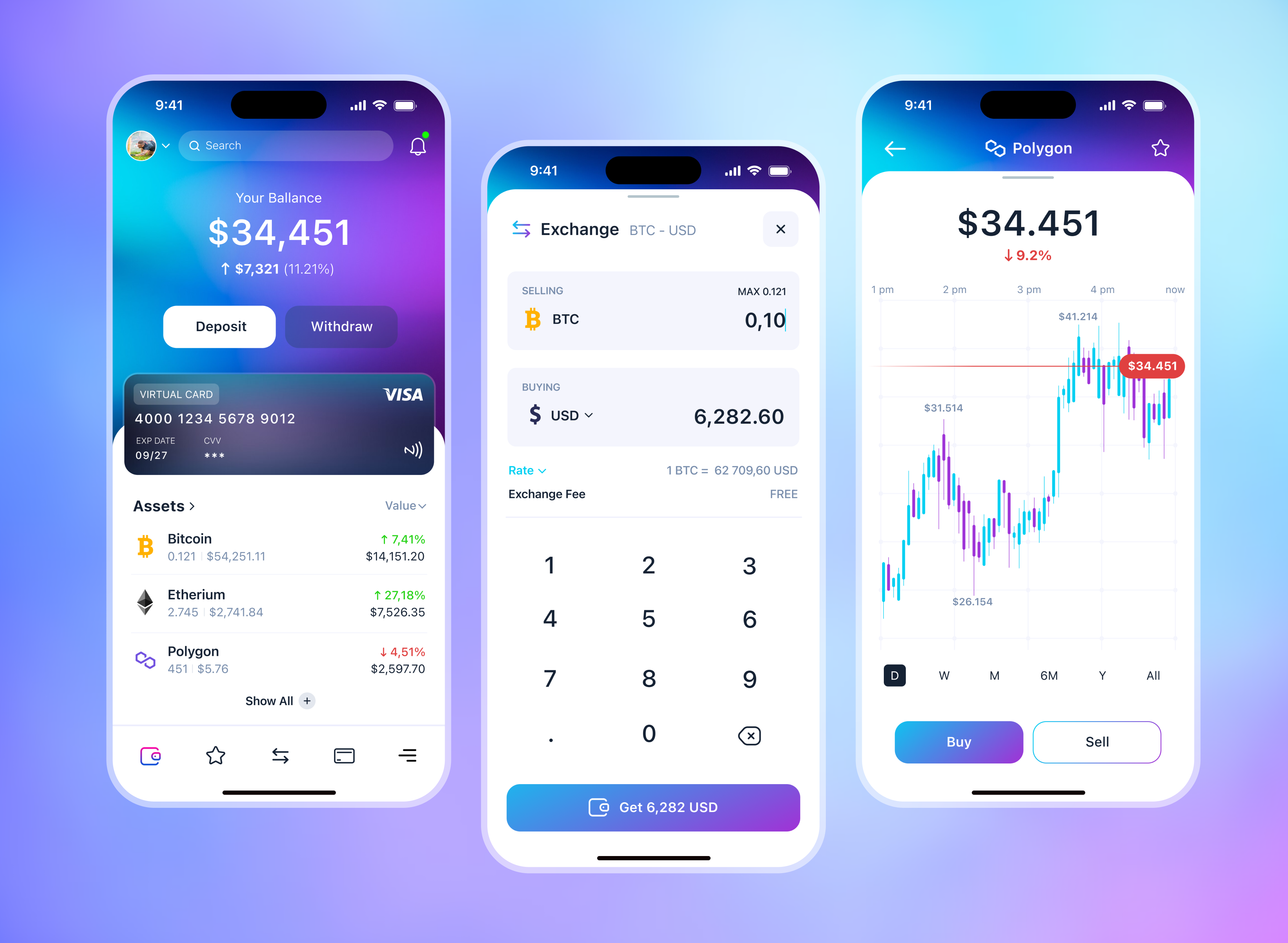 Example of Crypto APP with Virtual Card
