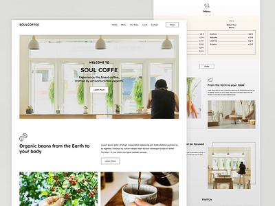 Coffee Shop Landing cafeteria coffee shop coffee shop website coworking flat design landing page minimalist layout minimalist ui white palette white ui white website