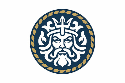 Poseidon Neptune logo fish god of the sea greek god maritime mythological neptune roman god shipping trident vintage