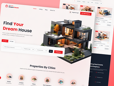 Real Estate Website Landing Page UI Design 3d 3d landing page 3d website landing page animation graphic design motion graphics real estate landing page real estate landing page builder real estate landing page ui real estate web ui design real estate website design figma real estate website developer ui ui real estate