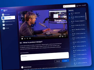 Course Video Interface-Dashboard design class course app e learning education learning online class online course student study study app ui website