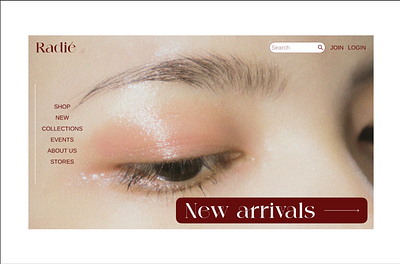 Radie cosmetics website branding graphic design ui website