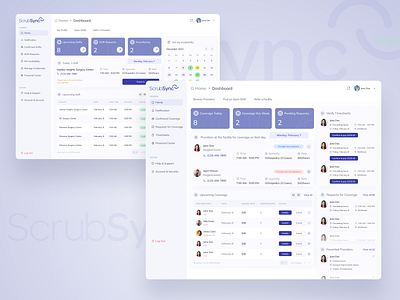 Scheduling system for ScrubSync branding dashboard design desktop light system ui uiux ux web web design website