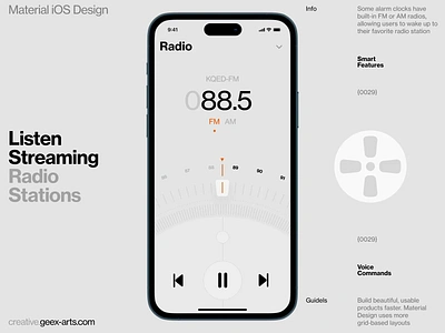 Radio app book branding design fashion fm illustration interface ios mobile news os radio slide ui video