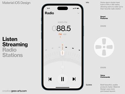 Radio app book branding design fashion fm illustration interface ios mobile news os radio slide ui video