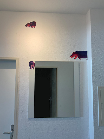 Hippos on the Wall illustration interior design marker