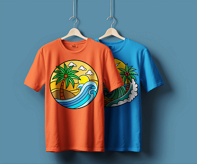 Colourful and fashionable summer vibes T-shirt design clean corporate illustration logotype modern vector