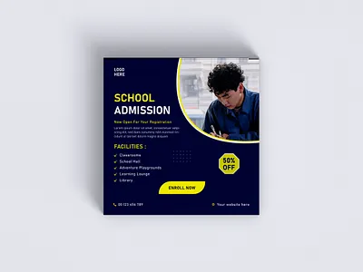 School Admission Social Media Design admission advertising design banner ads concept facebook ads graphic design illustration instagram post instagram stories modern elegant modern design school admission social media agency social media marketing social media marketing ad typography web banner