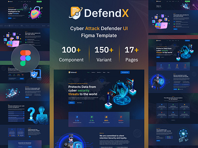 DefendX - Cyber Attack Defender UI Figma Template attack branding defender graphic design logo motion graphics ui