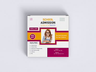 School Admission Social Media Design admission advertising design facebook ads graphic design illustration instagram post instagram stories modern elegant modern design school admission social media agency banner ads social media marketing ad typography web banner