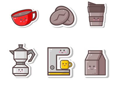 Coffee Sticker Pack coffee design graphic design icon illustration mascot sticker vector