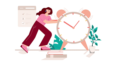 Work Deadline 2D Vector Animation 2d animation deadline flat illustration motion office productivity professional project management time time management time optimization watch woman work