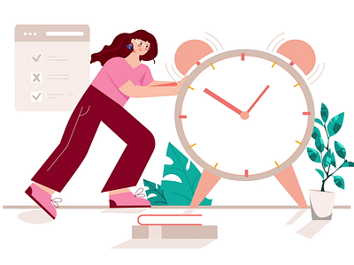 Work Deadline 2D Vector Animation 2d animation deadline flat illustration motion office productivity professional project management time time management time optimization watch woman work