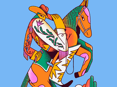 Cowboy Illustration character character illustration color cowboy graphic design horse illustration line texture