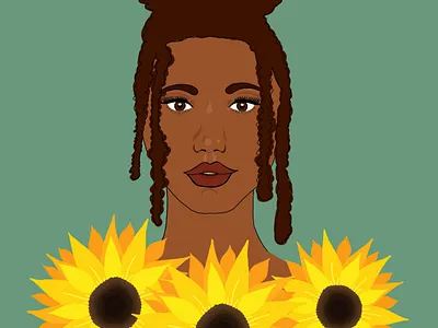 Summer time beauty beauty brown woman illustration procreate summer beauty sunflowers woman