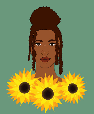 Summer time beauty beauty brown woman illustration procreate summer beauty sunflowers woman