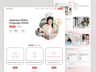 Language School Landing clean e learning flat design landing language school learning platform minimal minimalist ui ui design ux website white