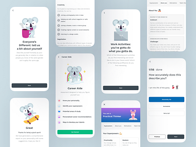 Career Aide: Navigate Your Future branding career app design flat illustration mobile questions ui ux