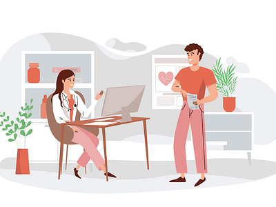Medical Clinic Appointment 2D Animation 2d animation appointment doctor doctor visit flat health checkup healthcare heath illustration man medical clinic medicine motion patient vector animation woman