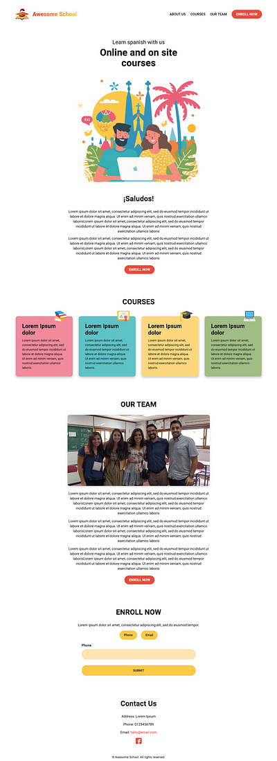 Spanish School landing page funnel landing page school spanish school web design