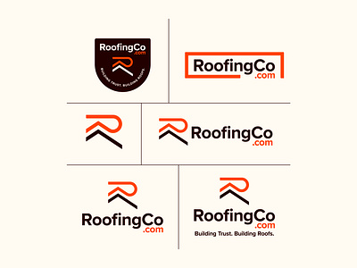 RoofingCo.Com Logo badge brand branding build construction design logo r roof