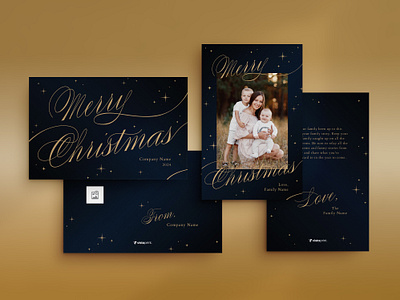 Holiday Card / Starry Elegance elegance gold graphic design holiday card design stars