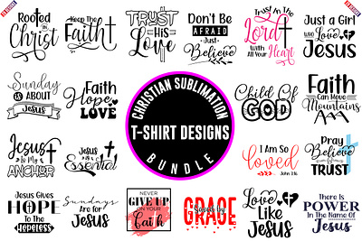 Christian T-shirt Designs Bundle branding christian t shirt designs bundle design graphic design logo typography vector