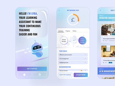 AI learning assistant | mobile app ai assistant ai integration career advancement career goals continuos learning e learning edtech educational technology learning path mobile app motivational tools personalized learning professional development professional growth user experience uxui