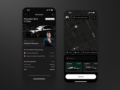 High-End Chauffeur Service App app app design chauffeur chauffeur app design ios mobile mobile app ride app service service app taxi app ui ux