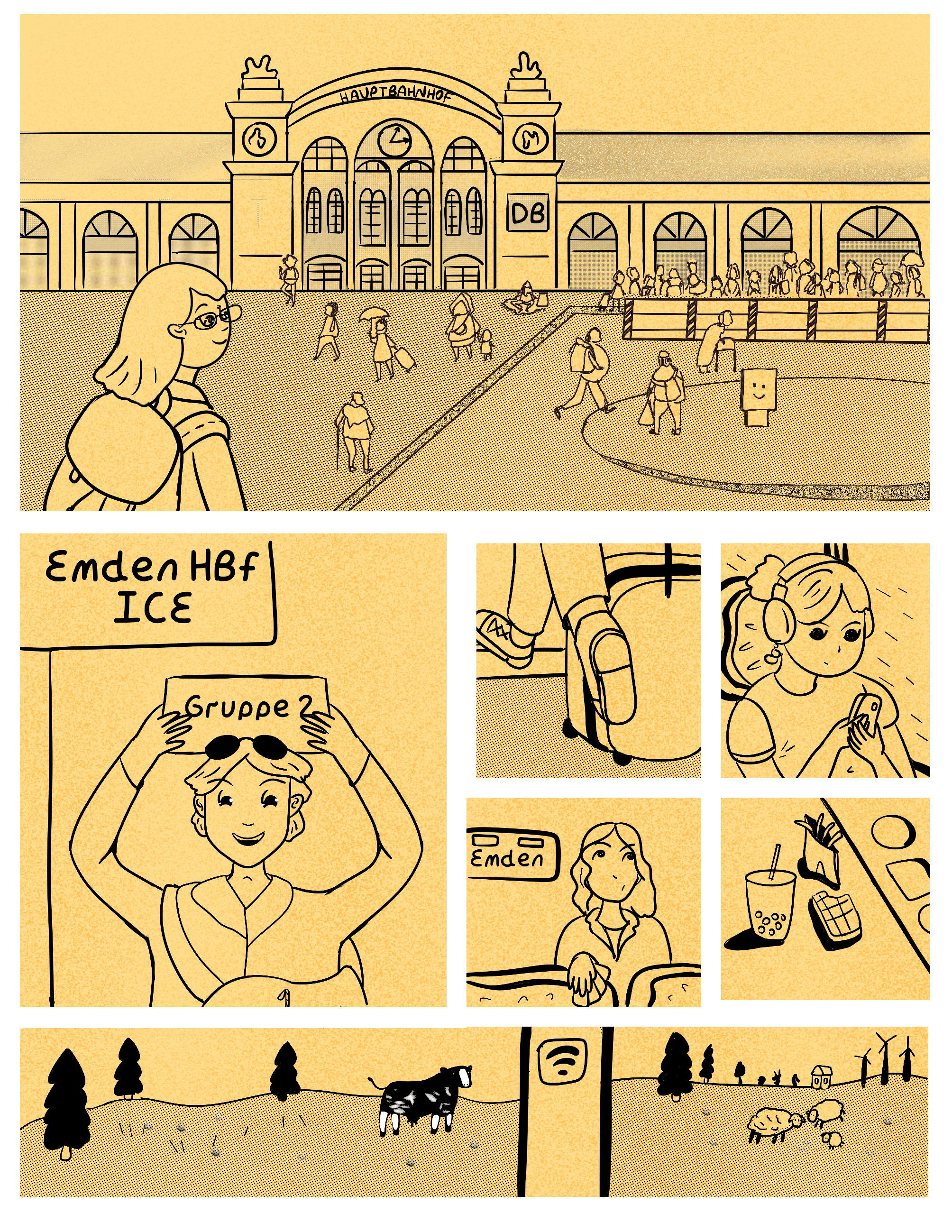 Traveling to Borkum building city comics germany railway station