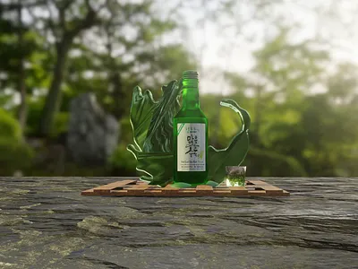 Soju Drink's 3d alcohol animation blender branding design drinks food graphic design green image japan jappan modeling motion graphics mp4 soju taste traditional unreal