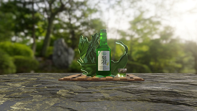 Soju Drink's 3d alcohol animation blender branding design drinks food graphic design green image japan jappan modeling motion graphics mp4 soju taste traditional unreal